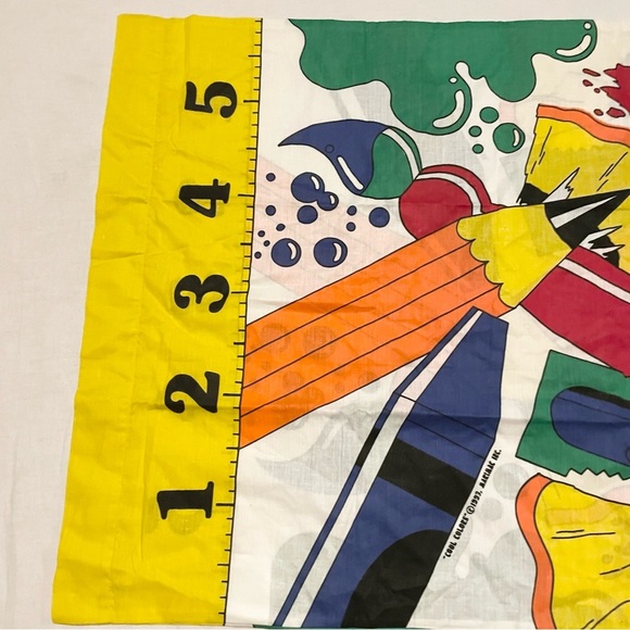 Vintage Multi Coloured Crayon and Pencil Patterned Pillow Case - Picture 2 of 13